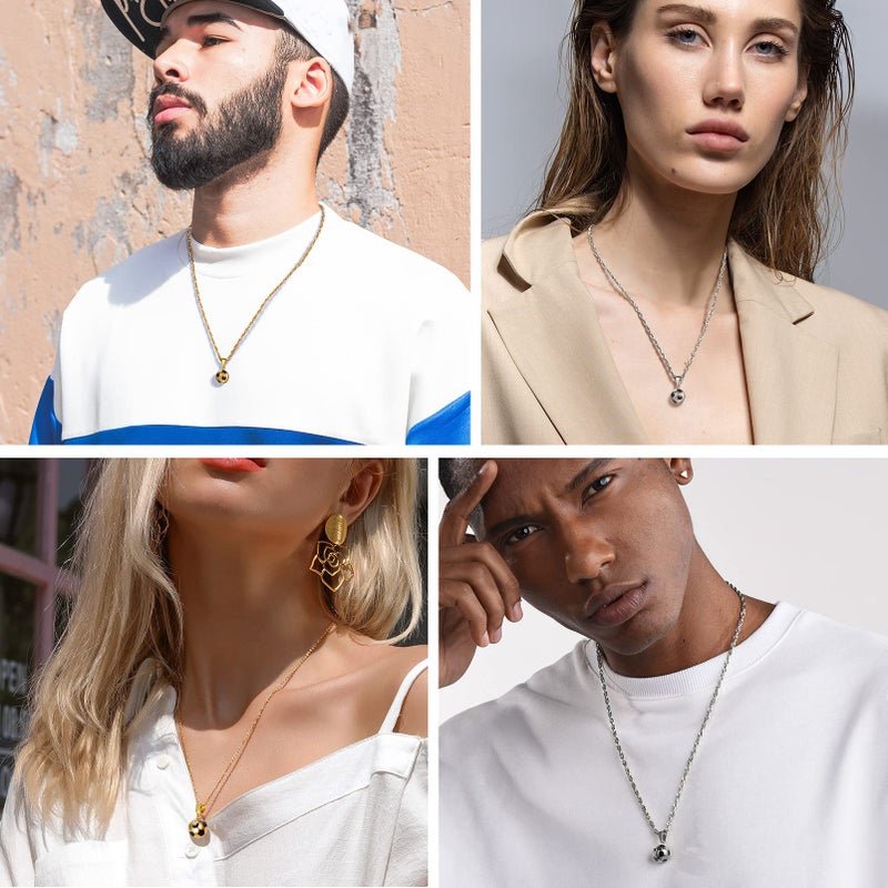 PROSTEEL Soccer Necklace Sports Jewelry Stainless Steel Men Football Player Lucky Charm Ball Pendant Necklace - Image 3